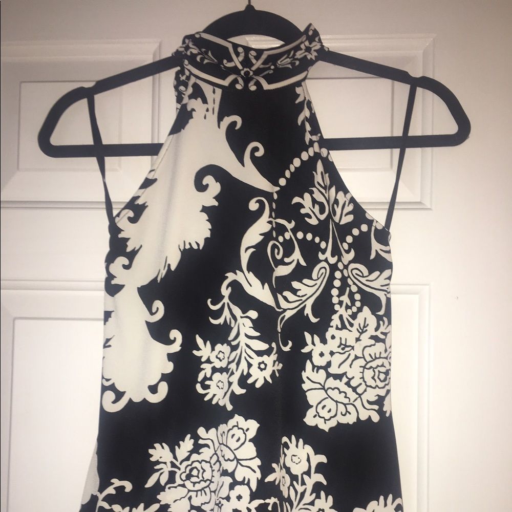 White House Black market halter Chic Black & White High Neck Halter Top